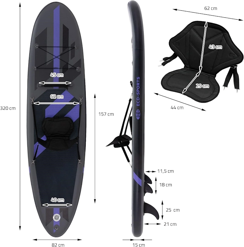 Tabla de paddle surf con asiento, características